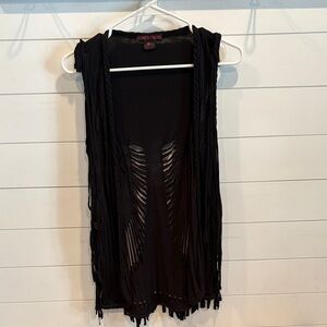 Rock & Roll Cowgirl Black Vest with Fringe